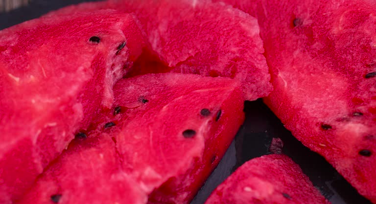 cut into pieces red ripe and juicy watermelon