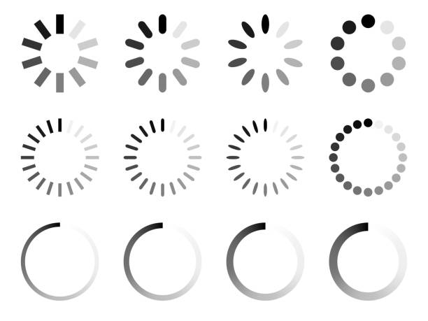 bildbanksillustrationer, clip art samt tecknat material och ikoner med a set of loading icons for the site. loading circles. download progress bar. vector illustration - nedladdning