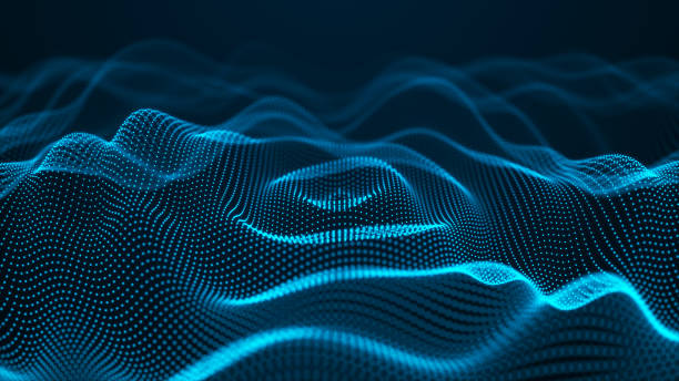 istock Abstract blue background of points. Wave of particles. Falling cyber particles. Big data stream. 3d rendering 2149941054