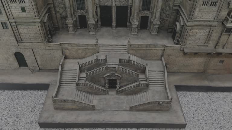Main Stairs In A Model Of Santiago De Compostela Cathedral At The Airport