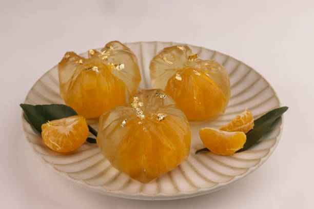 istock Orange Pudding Jelly, Garnish with Edible Gold Sheet. 2149942069