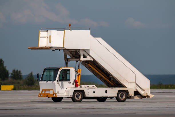 Passenger boarding stairs at the airport apron