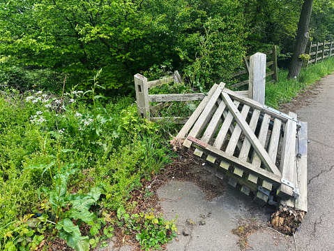 Old broken gate and post in Epping Forest