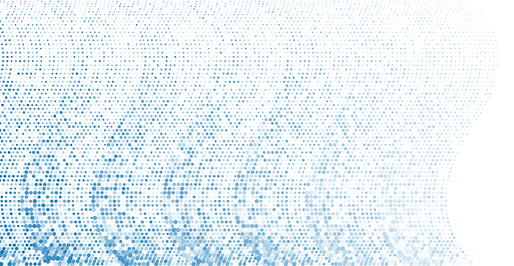 Bright blue minimal dotted lines abstract background. Geometric tech concept halftone vector design