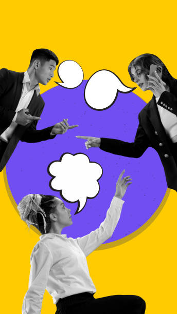 istock Young people interacting with speech bubbles. Contemporary art collage. Exchange of ideas between young people, social media communication 2149947687