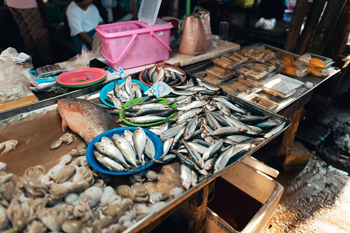 Fresh seafood for sale in local markets near the sea.