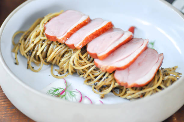 istock duck pasta or duck spaghetti or spicy spaghetti ,duck Spaghettini or pepper pasta or roasted duck pasta 2149951283