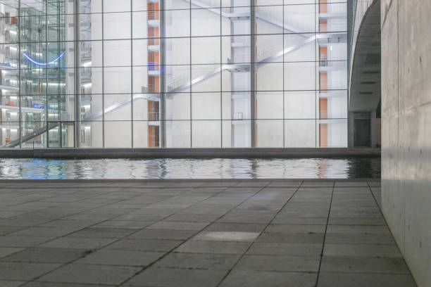 Modern architecture in the government district of Berlin. The modern architecture is particularly impressive at night.