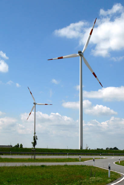 Wind turbines for green energy production seen in Germany