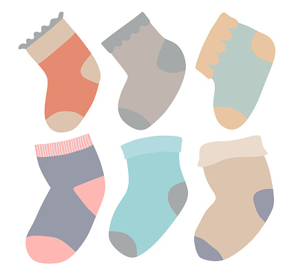 Set of cute baby socks clipart.