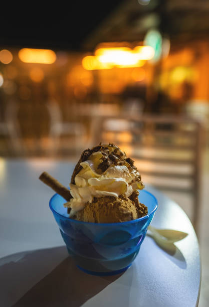istock Ice cream with different flavours. Chocolate and vanilla. 2149956604