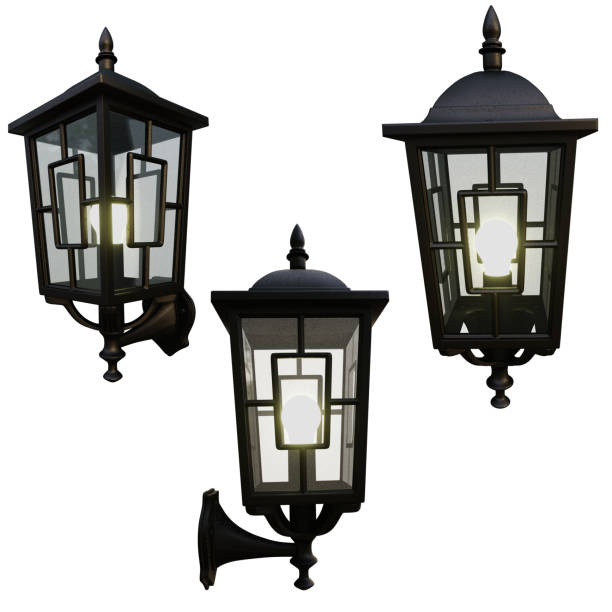 istock Set of modern outdoor wall lantern, street light. 3D render. 2149956820