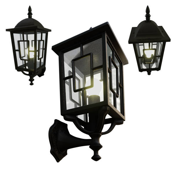 istock Set of modern outdoor wall lantern, street light. 3D render. 2149956823