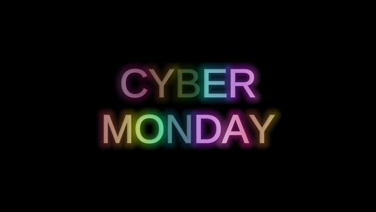 4K Glowing Colorful Neon Cyber Monday motion text with brilliant light effect.