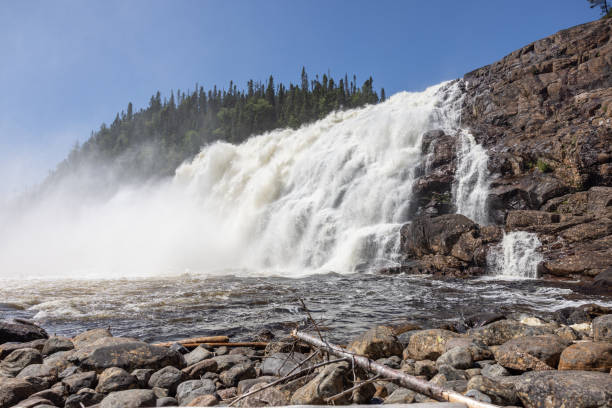 Manitou Waterfalls and Manitou River, Cote Nord, Quebec, Canada. This spectacular waterfalls in located the Minganie Region along the 138 Highway.
