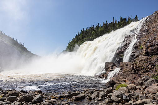 Manitou Waterfalls and Manitou River, Cote Nord, Quebec, Canada. This spectacular waterfalls in located the Minganie Region along the 138 Highway.