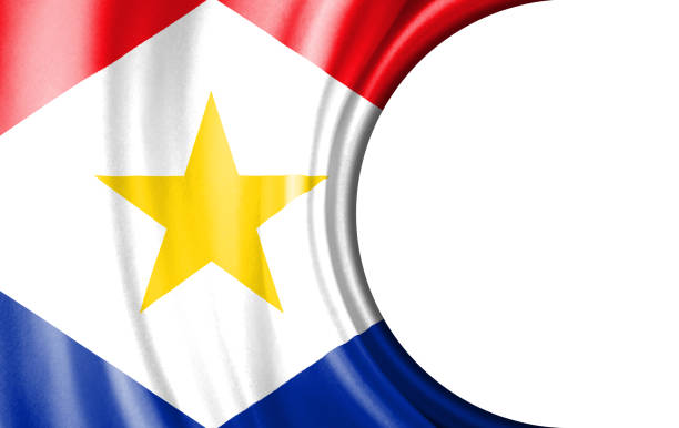 Abstract illustration, Saba flag with a semi-circular area White background for text or images.