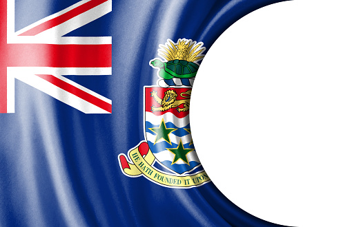 Abstract illustration, Cayman Islands flag with a semi-circular area White background for text or images.