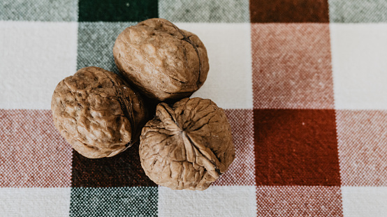 Delicious European walnuts on the table