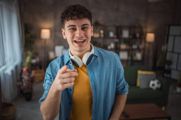 istock A cheerful teenager makes a video for his vlog 2149960064