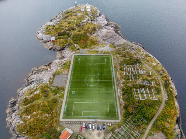 istock Isolated Soccer Field on a Coastal Island 2149961026