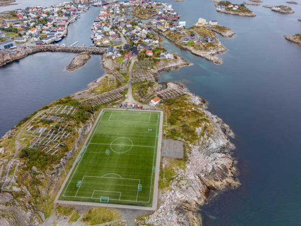 istock Soccer Field With Adjoining Communities On An Island 2149961565