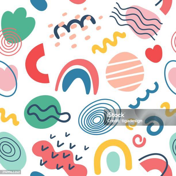 Abstract Seamless Pattern In Cartoon Design On A White Background ...