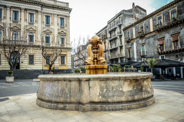 Beautiful Fontana dei Delfini In Catania, Sicily