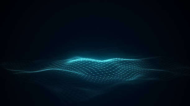 istock Abstract technology wave in the center with motion dots and lines. AI in virtual reality on digital background. Wireframe texture. Dynamic analysis a network connection data. 3D rendering. 2149967387