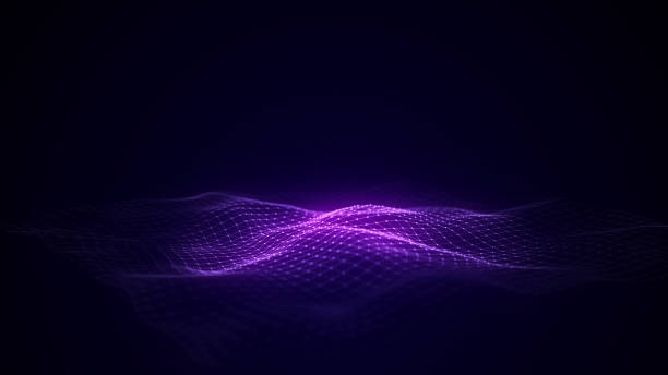 istock Abstract technology wave in the center with motion dots and lines. AI in virtual reality on digital background. Wireframe texture. Dynamic analysis a network connection data. 3D rendering. 2149967389