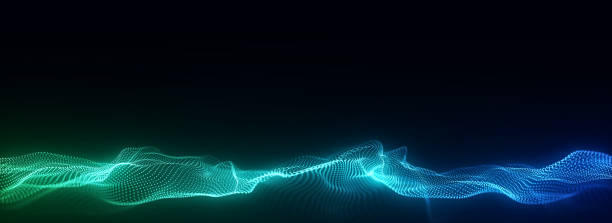 istock Abstract technology wave with motion glowing dots. Dark cyberspace in digital background. Connection big data. Futuristic wireframe texture. Dynamic analysis a network connection. 3D rendering. 2149967458