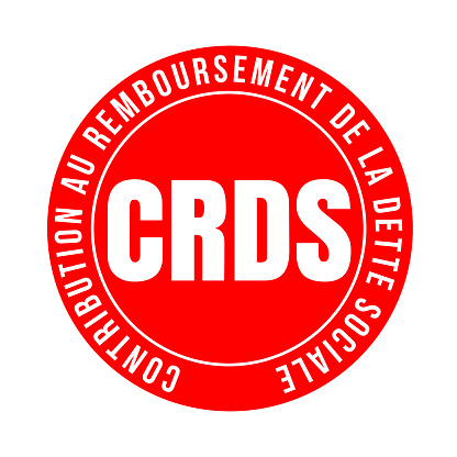 Contribution to the repayment of social debt symbol icon called CRDS contribution pour le remboursement de la dette sociale in French language