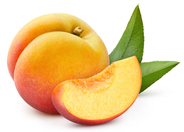 istock Juicy peach isolated on the white background 2149970832