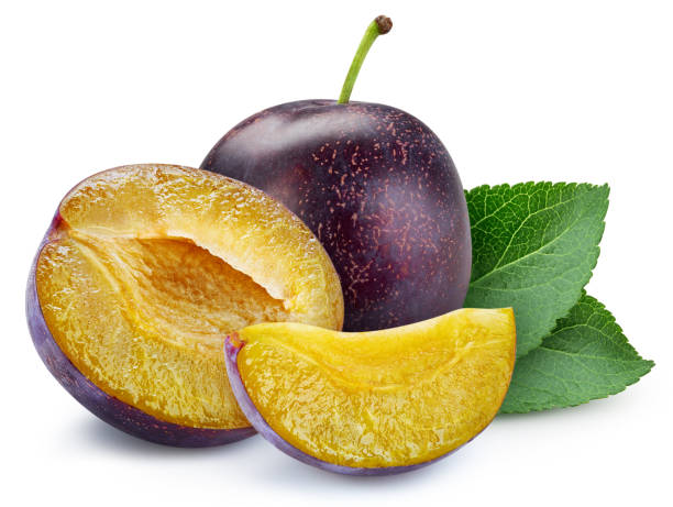 istock Juicy plum isolated on the white background 2149970894