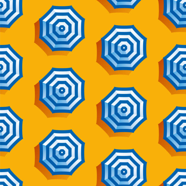 This illustrated umbrella pattern repeats seamlessly and would make an ideal background for your summer design project. Stock illustration
