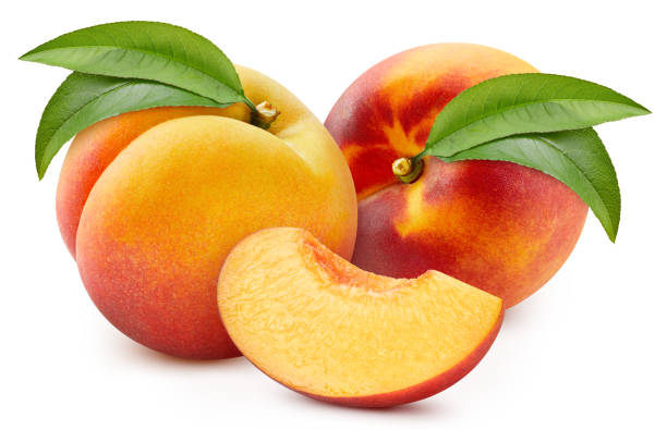 istock Juicy peach isolated on the white background 2149971077