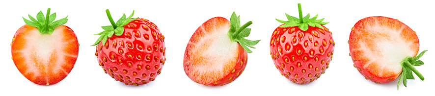 Collection Strawberry isolated. Strawberry on white. Full depth of field. With clipping path
