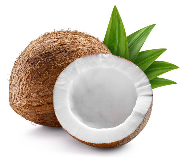 istock Coconut and leaves, isolated on white background 2149971263