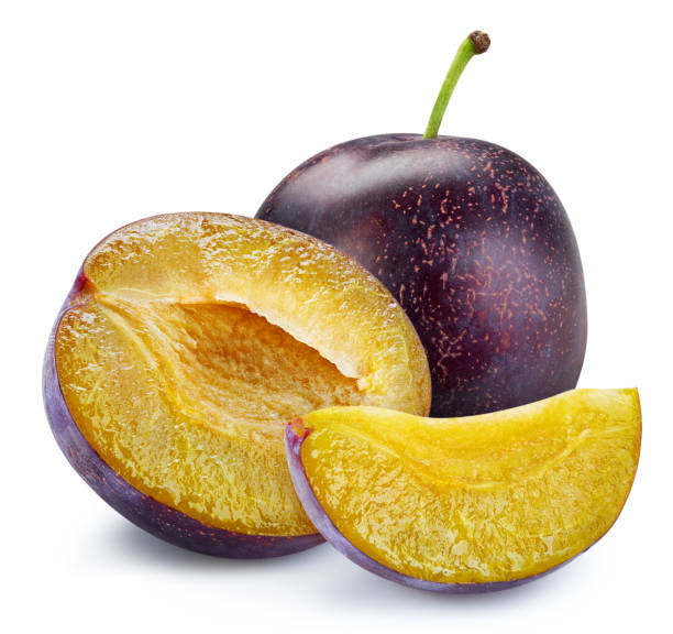 istock Juicy plum isolated on the white background 2149971335