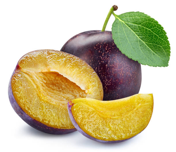 istock Juicy plum isolated on the white background 2149971946