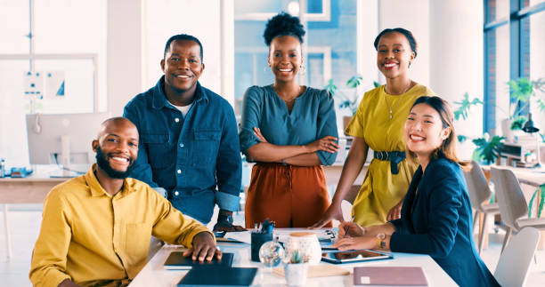 istock Happy, diversity and group in office for portrait, staff and teamwork with partnership collaboration. Smile, business people in coworking workplace, company employees and professional agency 2149975737