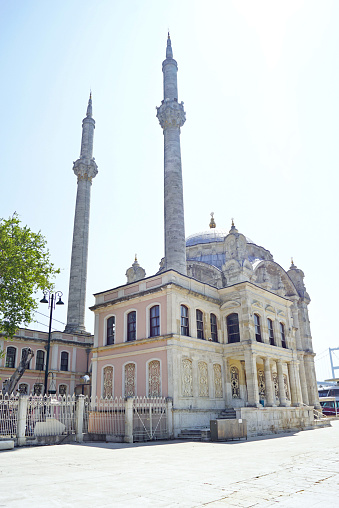 Decorated in the Ottoman Baroque style, the Sultan's Ortakoy Mosque - a landmark of the Besiktas district in Istanbul
