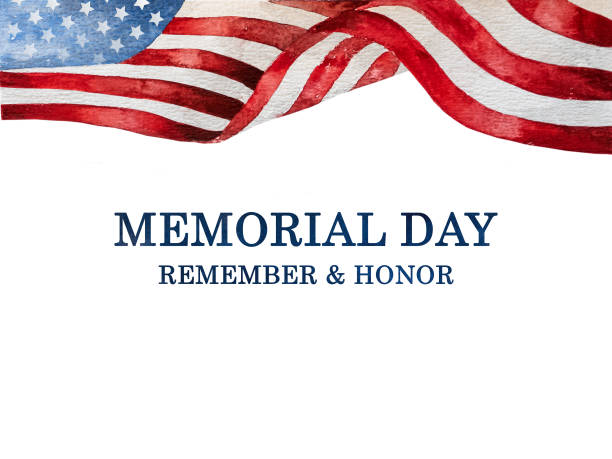 istock Memorial Day. Drawing of the American Flag with congratulations 2149981242