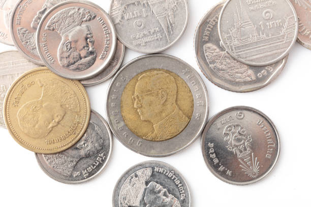 istock Thailand coins isolated on white background. Close-up 2149982470
