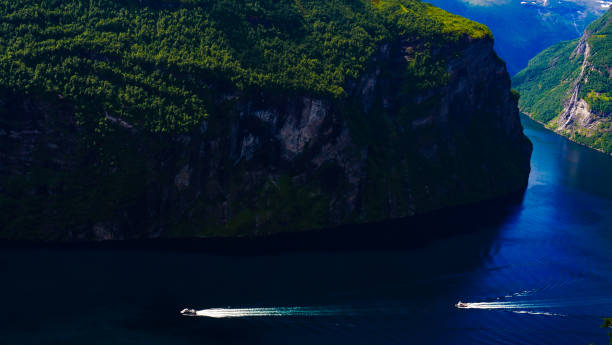 istock Fjord Geirangerfjord with ferry boat, Norway. 2149984985