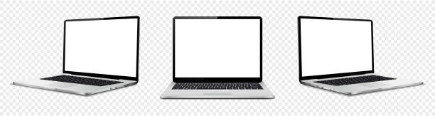 Laptop with blank screen isolated on transparent background Laptop with blank screen isolated on transparent background. Vector illustration. portable information device stock illustrations