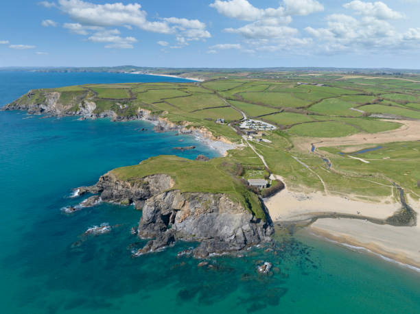 istock Aerial view of rugged coastline, beaches and agricultural fields 2149989236