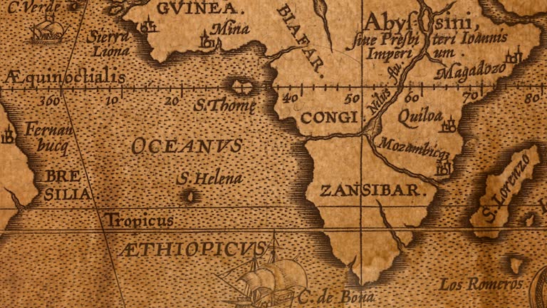 Old Map of African Continent from 1600s with Geographical Names