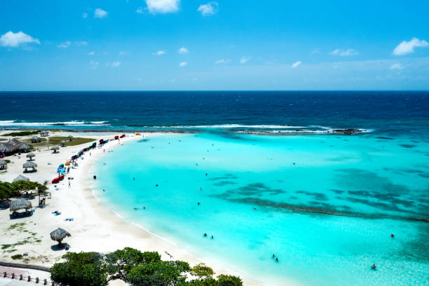 Aerial view of Shoreline at Baby Beach, Aruba