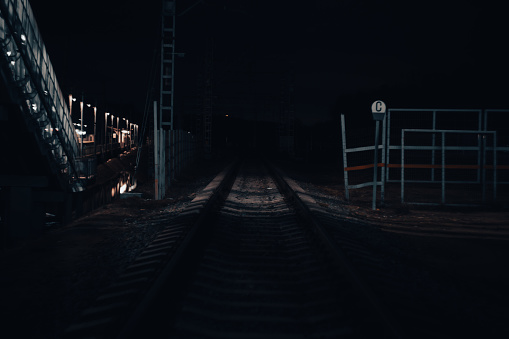 Railway in the night. High quality photo